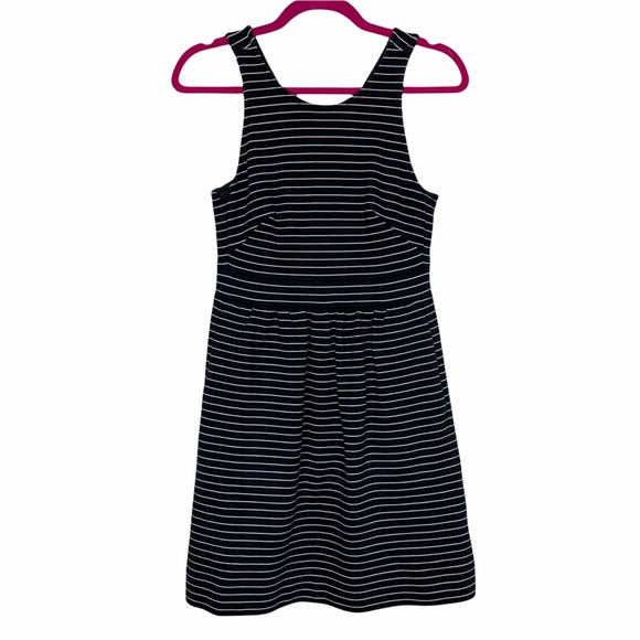 Madewell Black White Striped Fit And Flare Dress - Picture 2 of 10